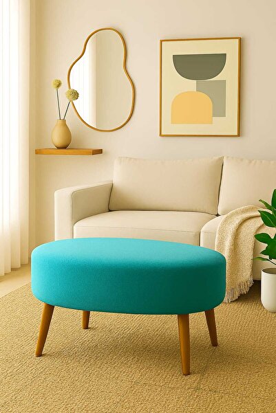 eda hacıoğlu edam bedding group Teddy Oval Puf Bench Ahşap Retro Ayak Dekorat...
