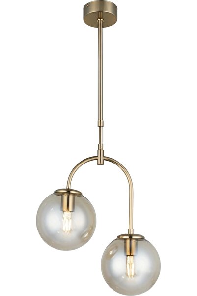 NZL Lighting Portual 2'li Antik Lak Avize Sarkıt Avize Camlı Avize Oturma Oda...