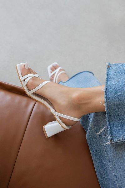STRASWANS Hanat Women's Heeled Leather Sandals White