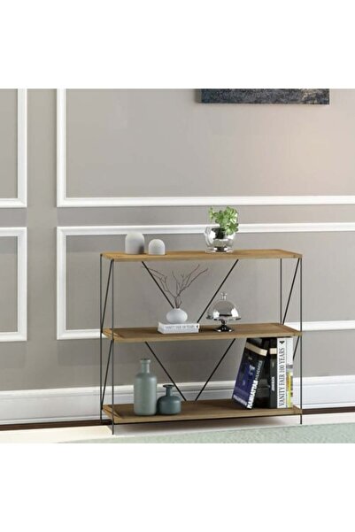 BAITY Wooden Side Table with 3 Shelves
