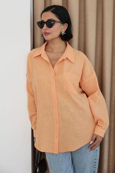 InStyle Linen Draped Casual Salmon Shirt