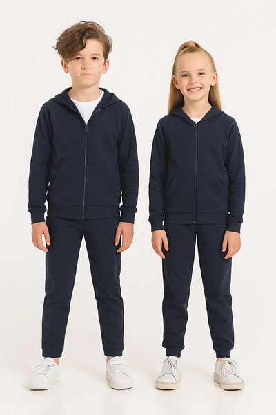 AHENGİM Girls - Boys Basic Zippered School Tracksuit Set Ak0785