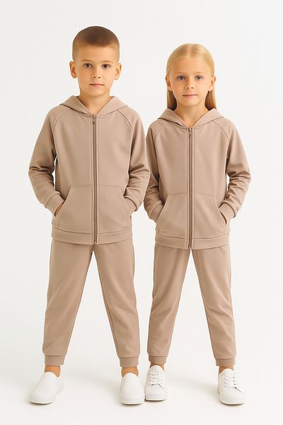 AHENGİM Girls - Boys Basic Zippered School Tracksuit Set Ak0785