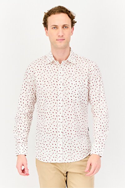 Kenneth Cole قميص رجالي كاجوال بقصّة قصة ضيقة وأكمام طويلة وطبعة كاملة، متعدد...