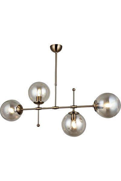 NZL Lighting Polino 4'lü Eskitme Sıralı Avize Sarkıt Avize Camlı Avize Oturma...