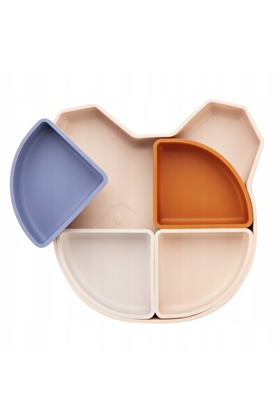 Kidnort Farfurie din silicon cu 4 compartimente detasabile Retter Mjolk Bej