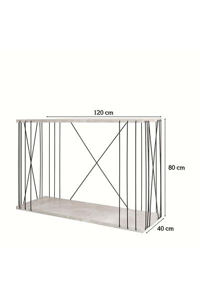 BAITY Entryway Console Table - Malaysian Wood with Marble Color