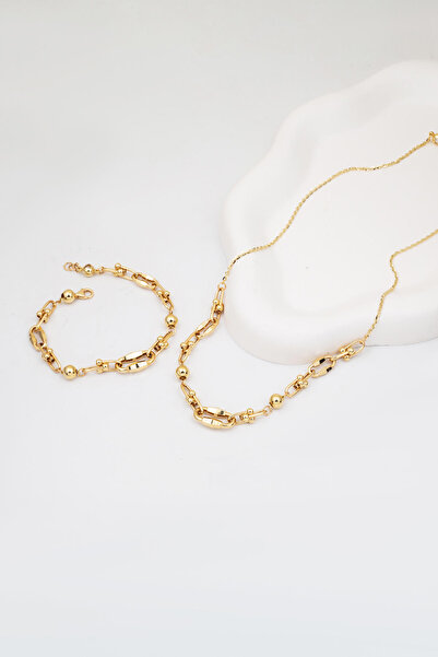 Bilezikci Tiffany Zincirli 14 Ayar Altın Kolye Bileklikli Set