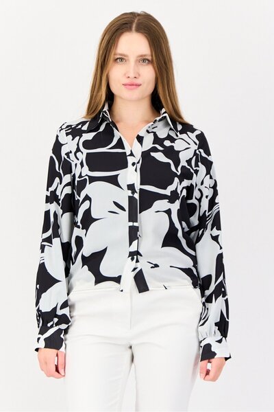 Area Stars Women Spread Collar Long Sleeves Floral Print Shirt, Multicolor
