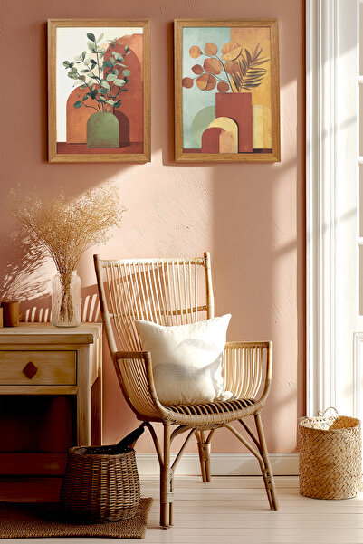 Ahsen resim çerçeve Σετ 2 Πίνακες με Κορνίζα - Αφηρημένοι Πίνακες για Διακόσμ...