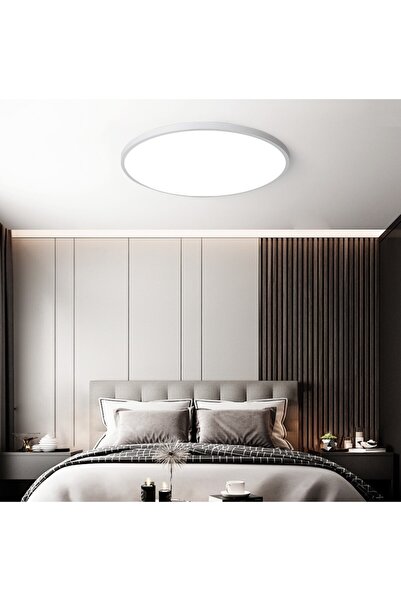 VisionHub Lampă de tavan LED modernă, clasă energetică A ultra subțire de 2 cm, pentru interior, formă rotundă, rezistentă la luminozitate, 38 W