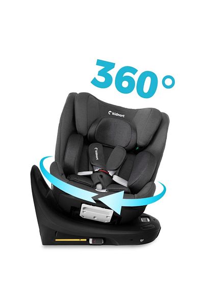 Kidnort Child car seat, Kidnort, with isofix base, stabilizer leg, 360 rotating, i-Size R129, tet