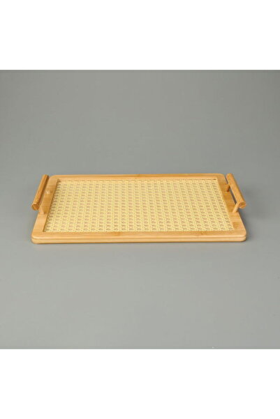 MİEN Kulplu Hazeran Tepsi - Açık Kahverengi - 23x35 cm