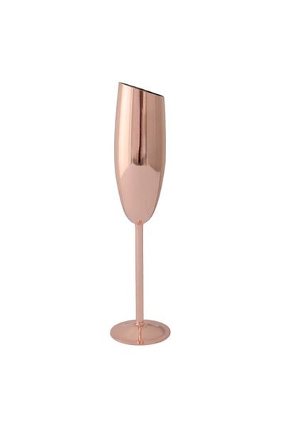 Nabi Market Champagne Glass with Tilted Mouth, Stainless Steel, Rose Premium