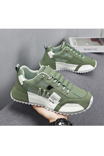 MBrands Sports shoes, sneakers made of synthetic leather, elastic laces 45 Green