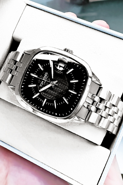 Tom Jones Yeni Model lik Erkek Kol Saati Su Geçirmez Gümüş Renk Çelik Kordon ...