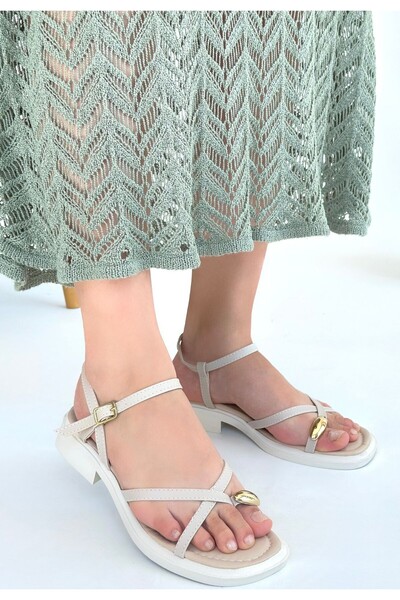 Erbilden Nordi Beige Skin Belted Sandals