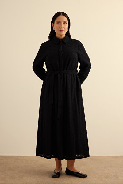 Aker Vual Astarlı Cotton Brode Elbise