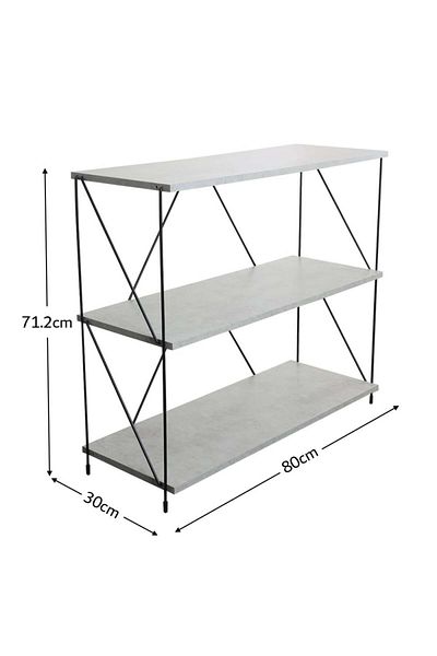 BAITY Wooden Shelf Table for Entrance, 3 Levels, Malaysian Made, Gray Color