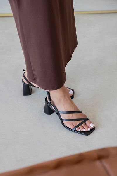 STRASWANS Hanat Women's Heeled Leather Sandals Black
