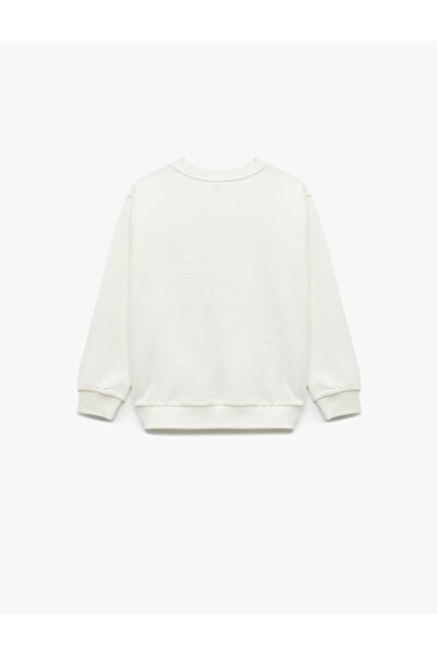 Koton Printed Long Sleeve Crew Neck Cotton Raised Sweatshirt