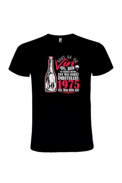 CRD PRINT Personalized Unisex T-Shirt 'Like Fine Wine, 50 Years', Black, Size S