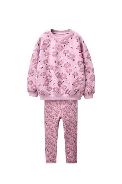 Daisy Dolly Girls' 3 Thread Unsharmonized Heart Patterned Ribbed Leggings Set