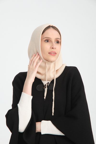 T Crazy T-Crazy Knitwear Thin Woven Balaclava Ribbed Knitwear Knitted Hooded Beanie, Hijab Beanie Knitwear Headgear