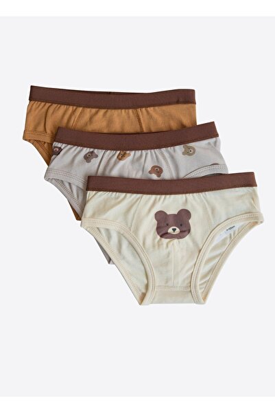kitikate Organik Bear 3'lü Külot Kahverengi