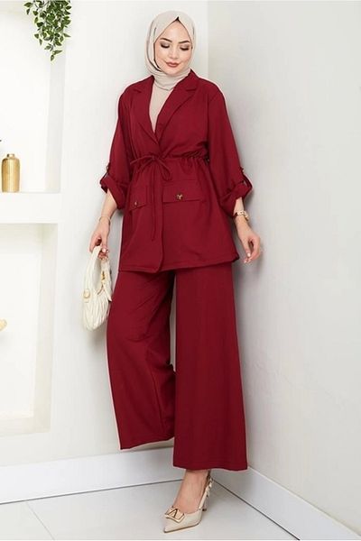 Moda MSK Tansel Double Suit Claret Red