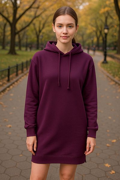 Duss Slim Fit Hooded Tunic with Hidden Pocket Detail and Side Slits