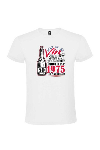 CRD PRINT Unisex white t-shirt personalized with the text 'I'm like fine wine, 50 years', Size S, CRD PRINT