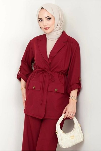 Moda MSK Tansel Double Suit Claret Red