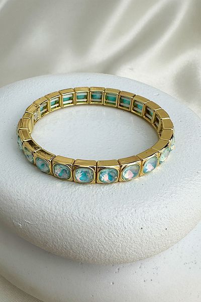 Modex Gold Color Special Series Round Stone Row Rubber Bracelet
