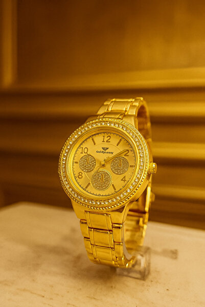 Goldpower ساعة يد نسائية فاخرة بتفاصيل حجرية