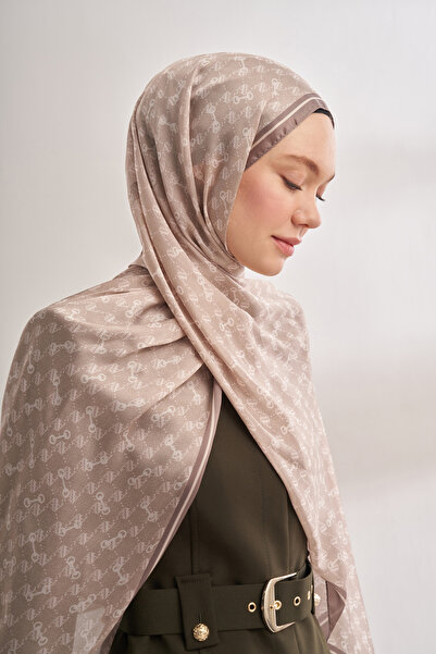 ARMANDA Imported Voile Monogram Pattern Shal - Nude