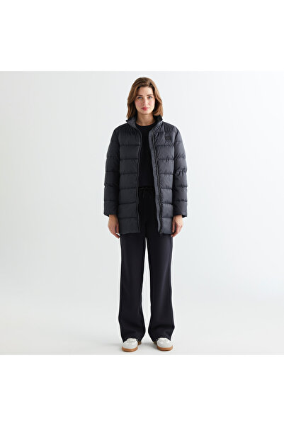 Gant Kadın Siyah Relaxed Fit Dik Yaka Kapitone Mont