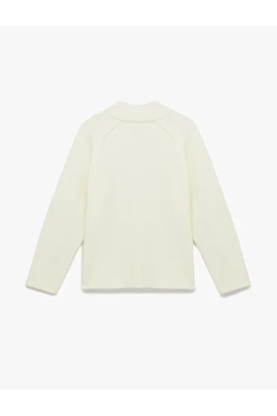 Koton Long Sleeve Basic Knitwear Sweater with Stand Collar Stitching Detail