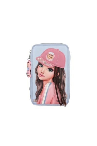 Top Model Triple Pencil Case Equipped, Teddy, 3D Effect, Pink/Blue, 6 years+