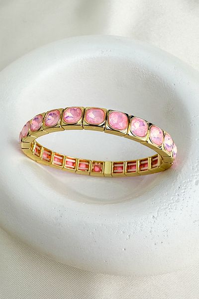 Modex Gold Color Special Series Round Stone Row Rubber Bracelet