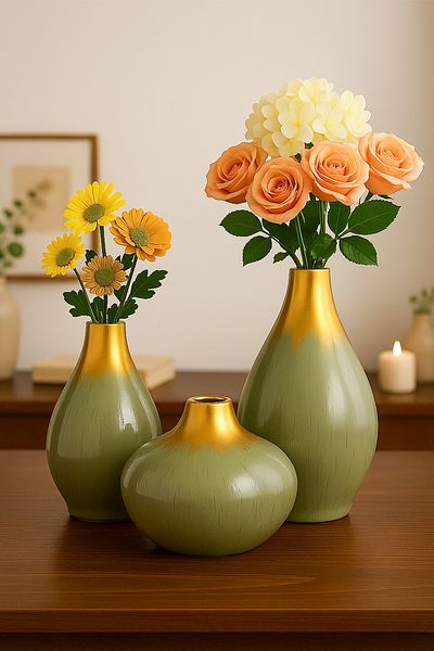 Hmydesign Olvessa Handmade Decorative Ceramic Set of 3 Vase