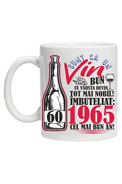 CRD PRINT Personalized mug "A Good Wine 1965-60", red design, CRD PRINT, 330ml, white