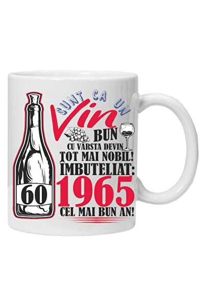 CRD PRINT Personalized mug "A Good Wine 1965-60", red design, CRD PRINT, 330ml, white