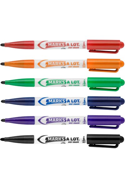 AVERY Marks A Lot Dry Erase Markers, Low Odor White Board Markers with Bullet Tip, 6 Ass