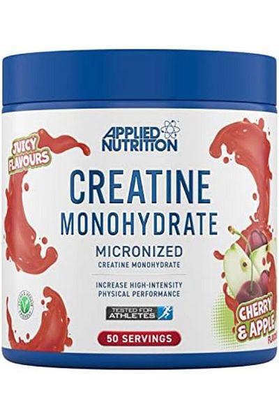 applied nutrition Micronized Creatine Monohydrate Powder, Cherry & Apple Flavor, 250g – 50 Serving