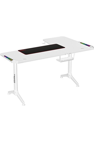 Twisted Minds WARRIOR L Shaped Gaming Desk 160cm, Ergonomic Design, RGB lights, Adjustable Height