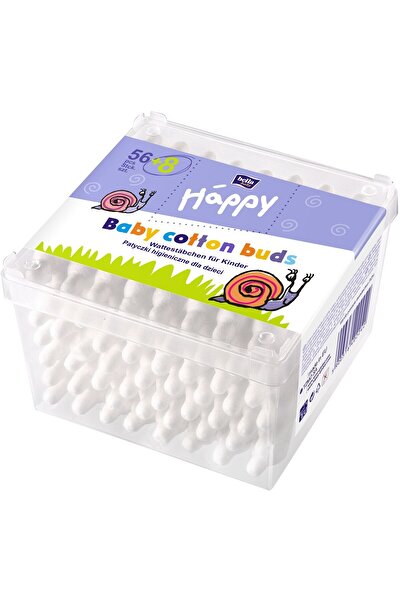 Happy Cotton Swabs with Stopper Bella Baby Happy, 56+8 pcs