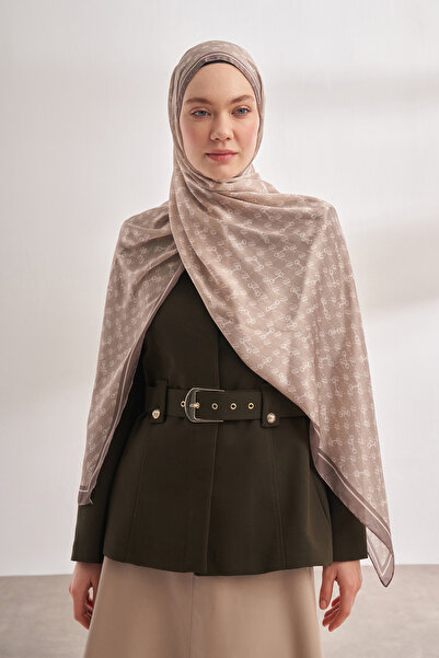 ARMANDA Imported Voile Monogram Pattern Shal - Nude