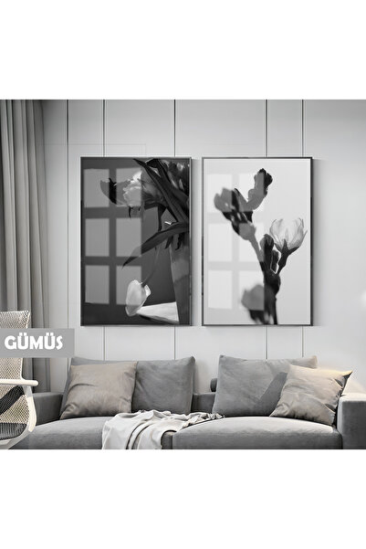 Harikabirev HARİKABİREV | SET NEGRU&ALB COMBINAT MODERN MACRO FLORE | TABLO D...