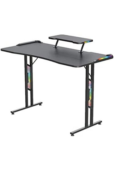 Twisted Minds T-shaped Double-Surface RGB Gaming Desk with Adjustable Monitor Shelf